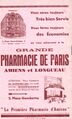 Publicité de la Grande Pharmacie de Paris au dos du programme du Théâtre Municipal