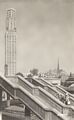 Voie escaliers et vue sur la Tour Perret en 1955